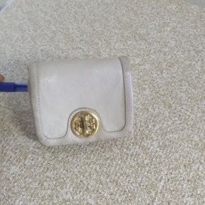 Tory Burch Ivory Leather Turn Lock Flap Wallet